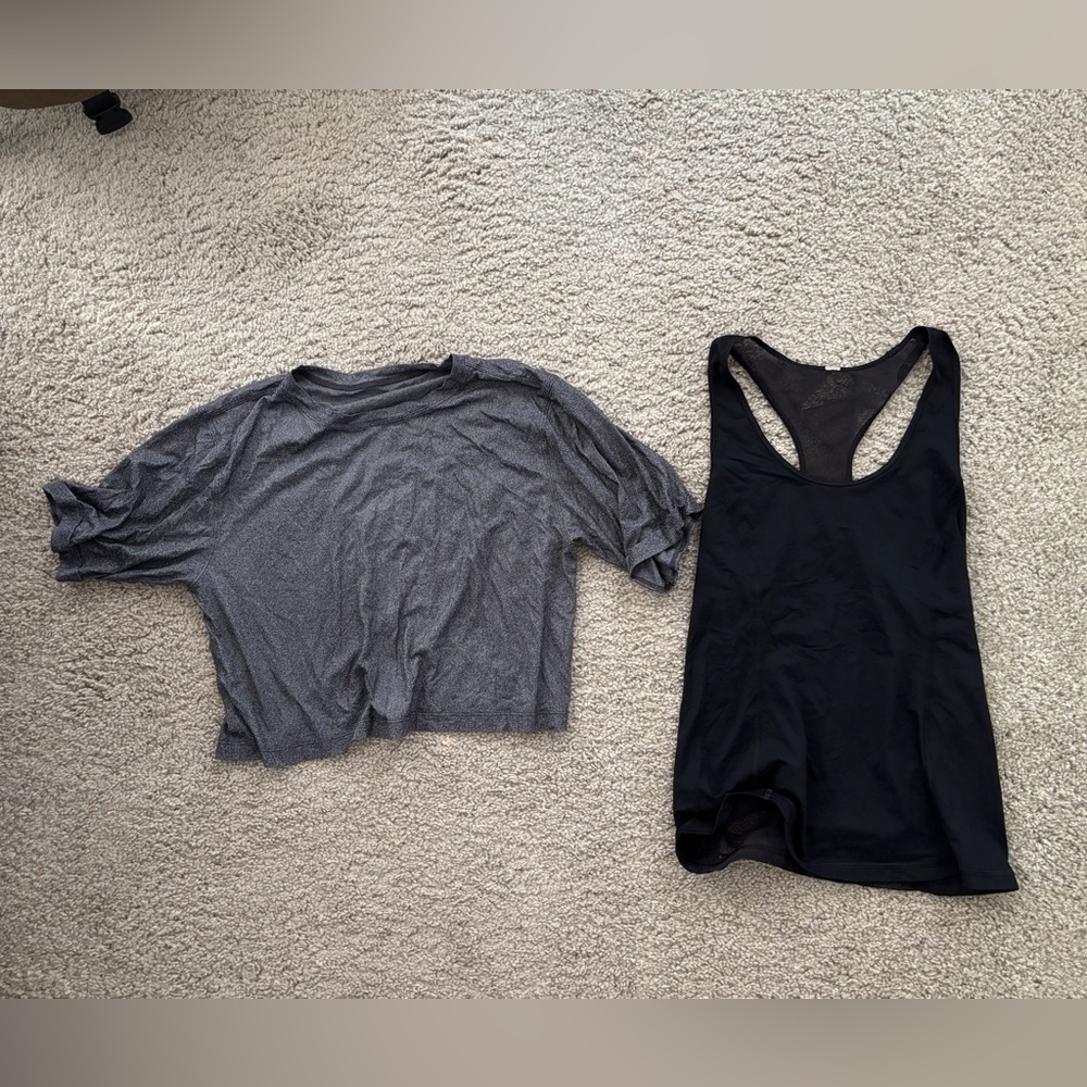 2 for 1: Lululemon tops / shirts - soulcycle crop & black racerback - size 2